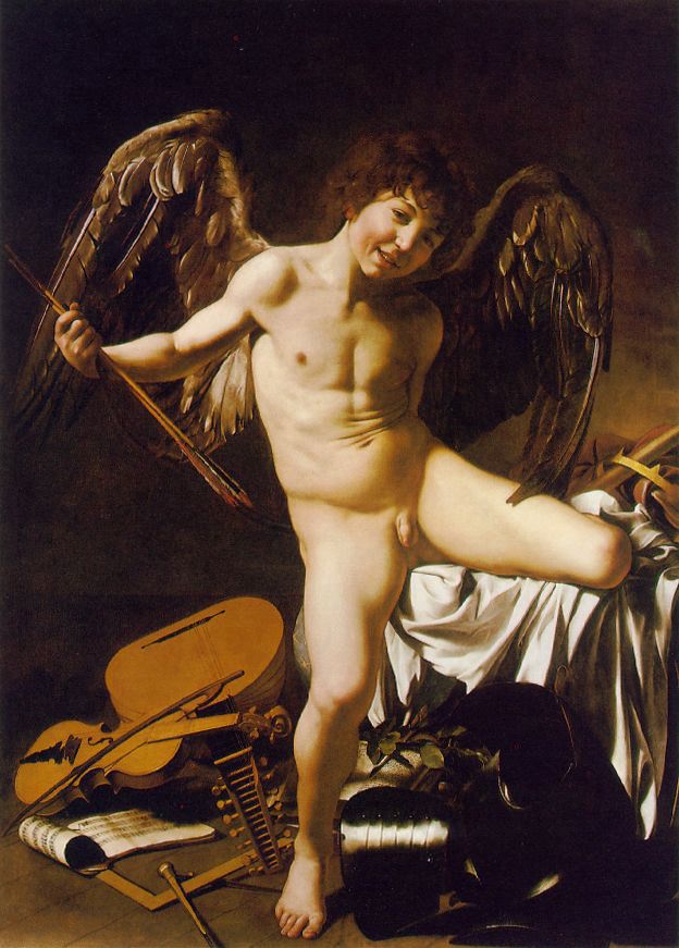 カラヴァッジョ　「勝ち誇るキューピッド」1602-03　　Oil on canvas, 156 x 113 cm　　ベルリン国立美術館